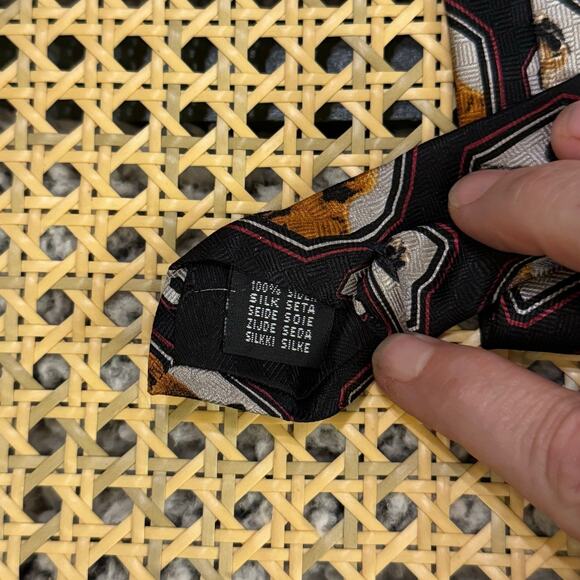 Men's Silk 60" Dog Print Necktie Best Friends by Ruth Maystead Foulard Tie - Picture 7 of 8